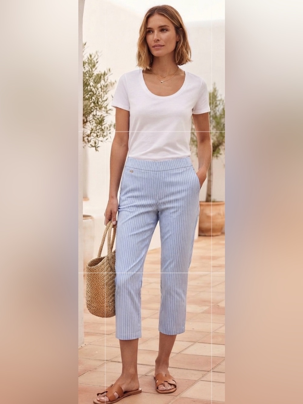 Counterparts Chambray Blue Stripe Crop Pants